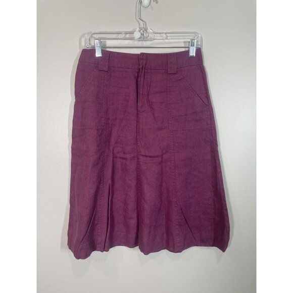 Eddie Bauer Women’s A-Line Skirt Size 2 Purple Linen Midi Skirt Lightweight - Picture 1 of 10